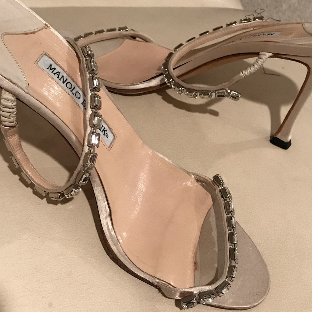 Manolo blahnik heeled sandals with rhinestones